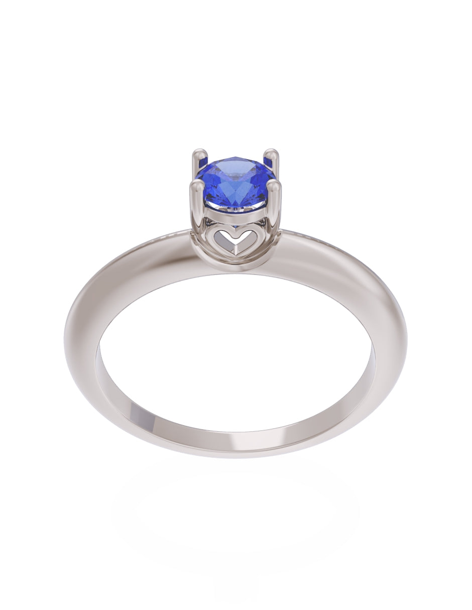 Anillo de Compromiso Eternidad de Oro 14k Zirconia Azul ZA8549-4