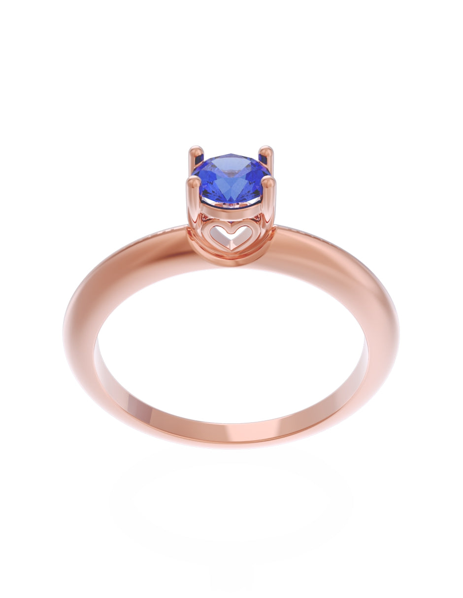 Anillo de Compromiso Eternidad de Oro 14k Zirconia Azul ZA8549-7