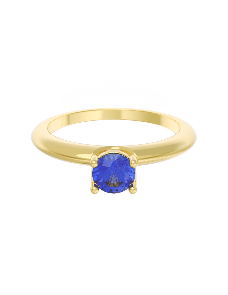 Anillo de Compromiso Eternidad de Oro 14k Zirconia Azul ZA8549