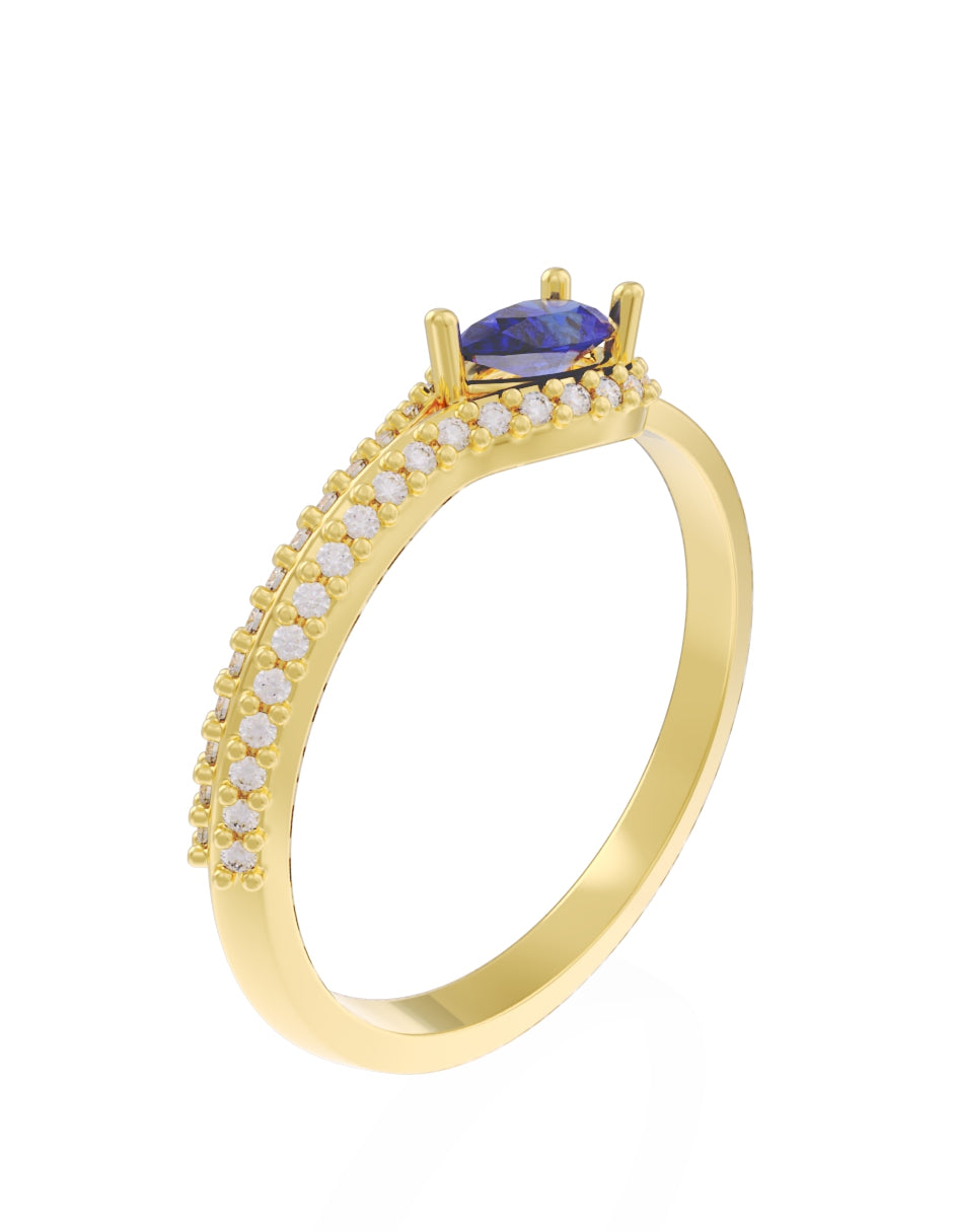 Anillo de Compromiso Eternidad de Oro 14k Zirconia Azul ZA8550-2