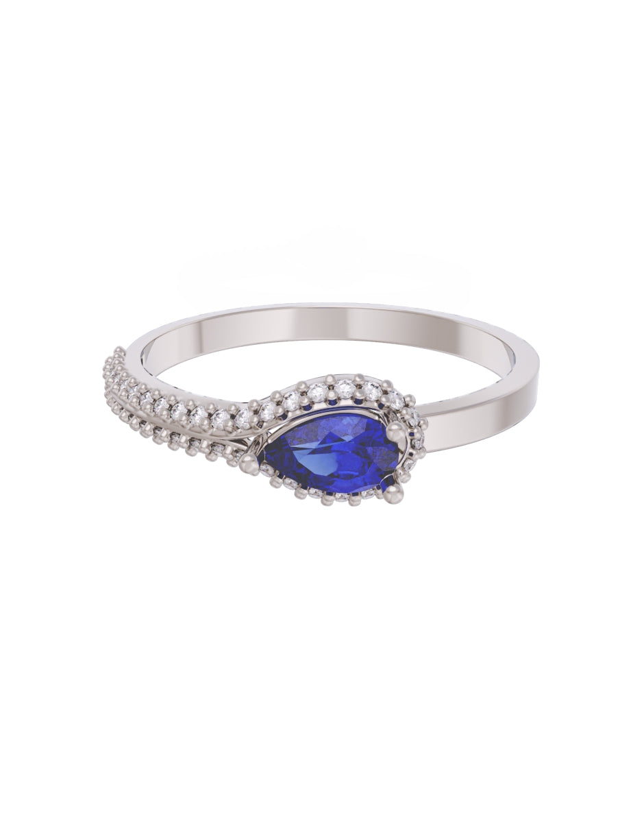 Anillo de Compromiso Eternidad de Oro 14k Zirconia Azul ZA8550-3