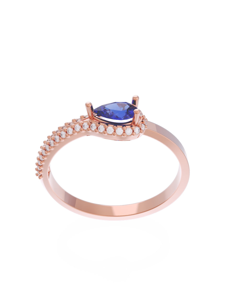 Anillo de Compromiso Eternidad de Oro 14k Zirconia Azul ZA8550-7