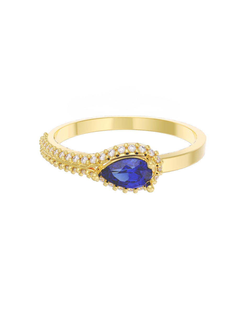 Anillo de Compromiso Eternidad de Oro 14k Zirconia Azul ZA8550