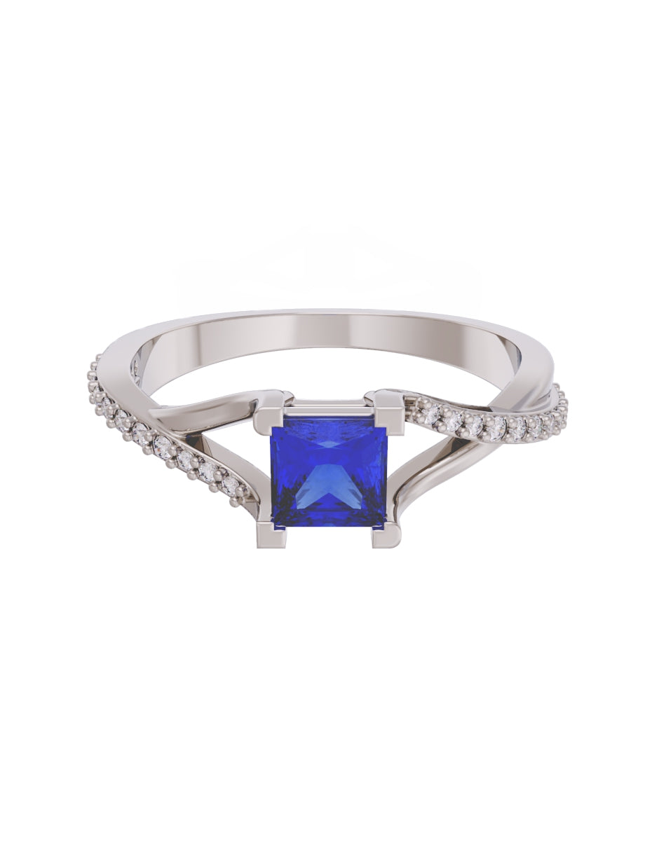 Anillo de Compromiso Eternidad de Oro 14k Zirconia Azul ZA8551-3