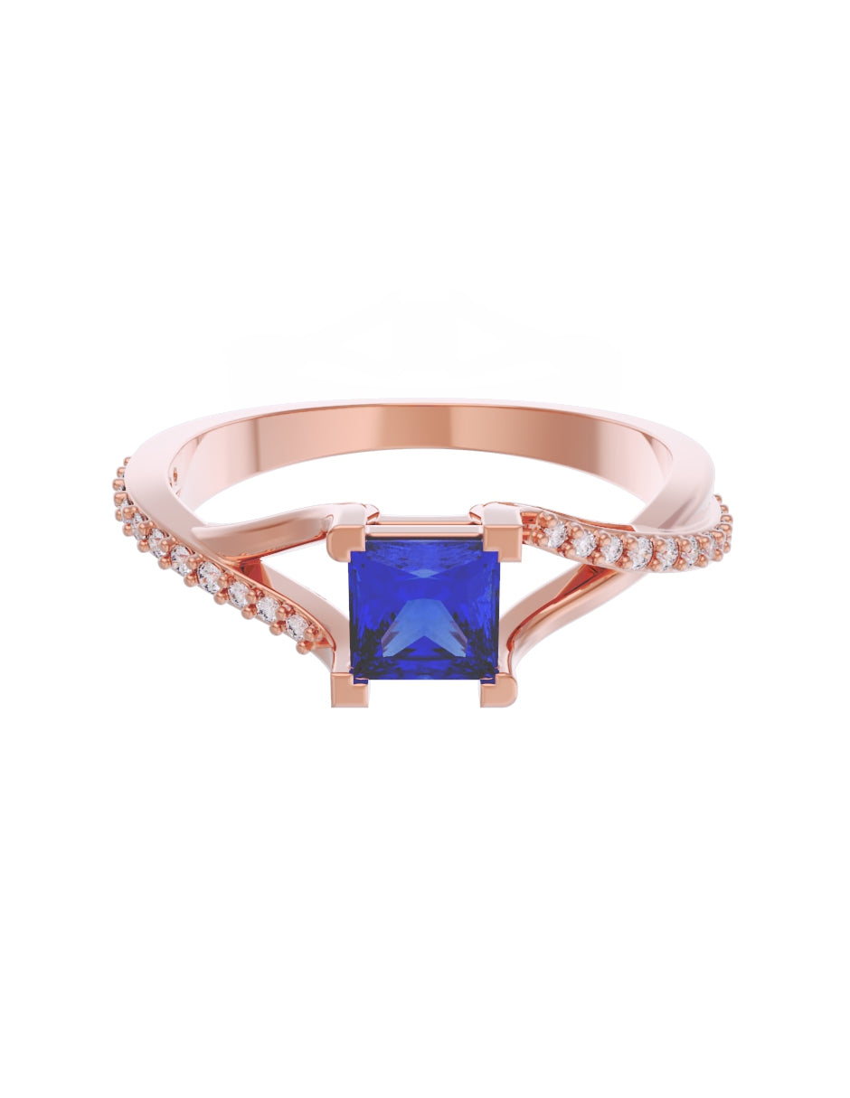 Anillo de Compromiso Eternidad de Oro 14k Zirconia Azul ZA8551-6