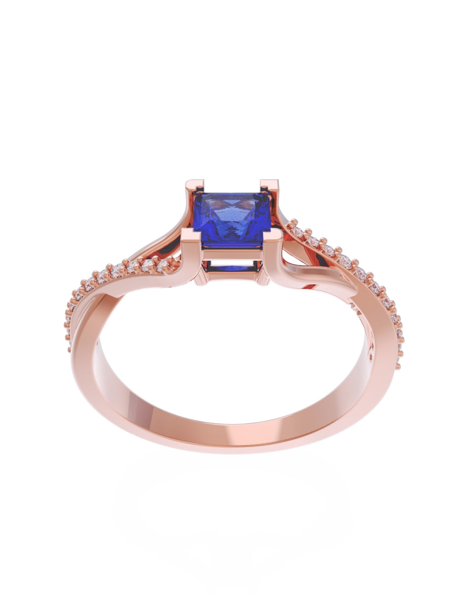 Anillo de Compromiso Eternidad de Oro 14k Zirconia Azul ZA8551-7