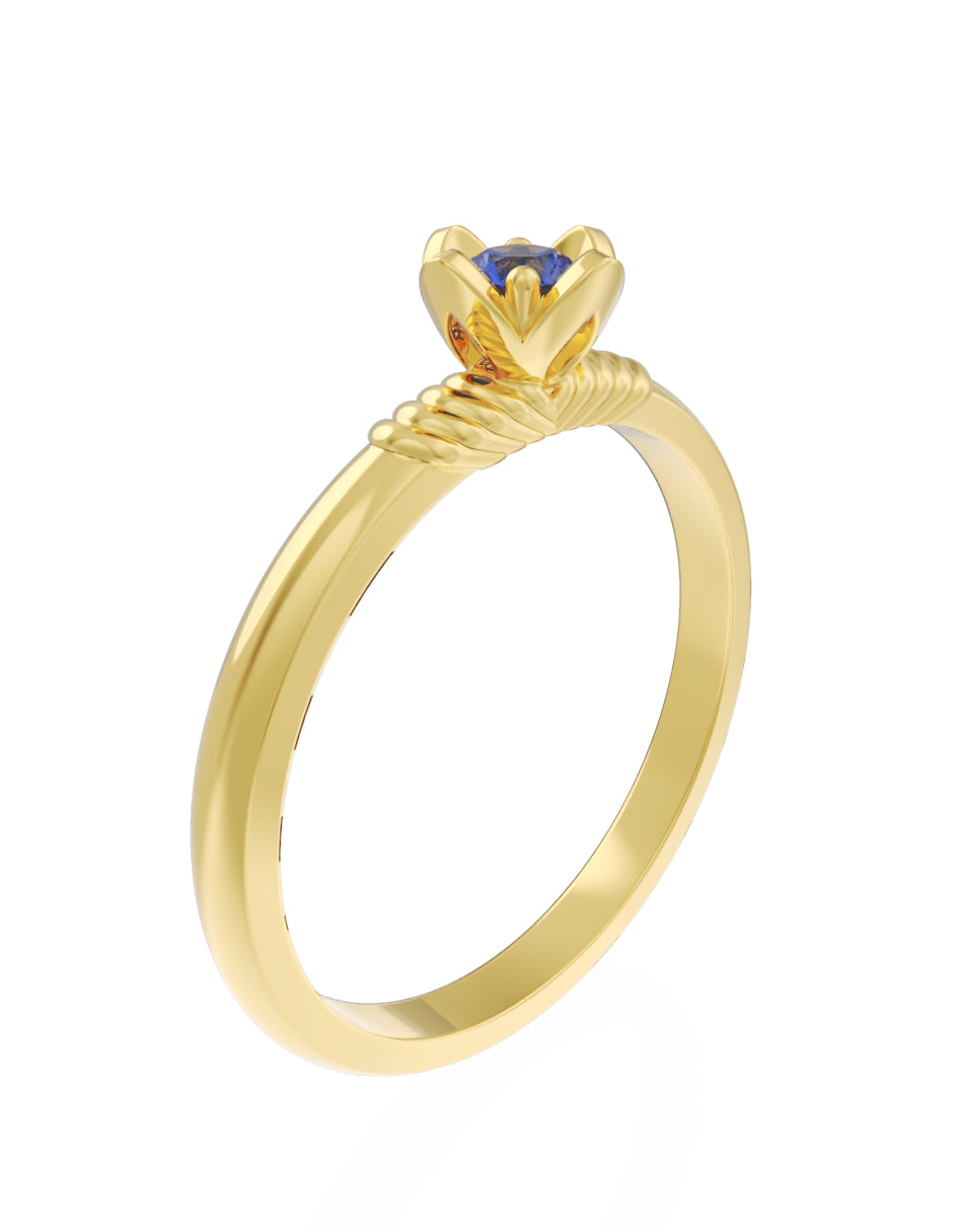 Anillo de Compromiso Eternidad de Oro 14k Zirconia Azul ZA8552-2