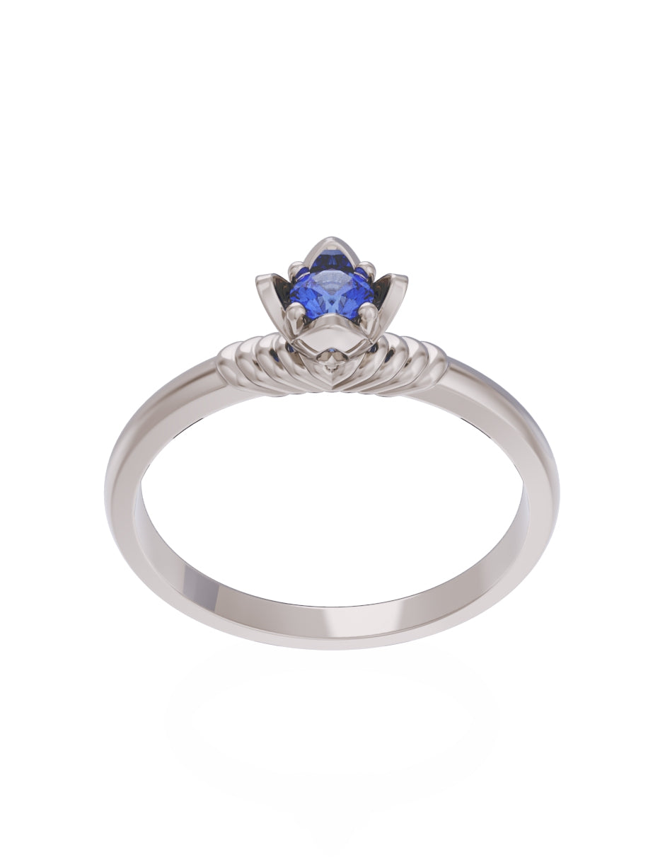 Anillo de Compromiso Eternidad de Oro 14k Zirconia Azul ZA8552-4