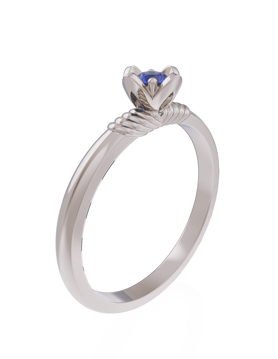 Anillo de Compromiso Eternidad de Oro 14k Zirconia Azul ZA8552-4