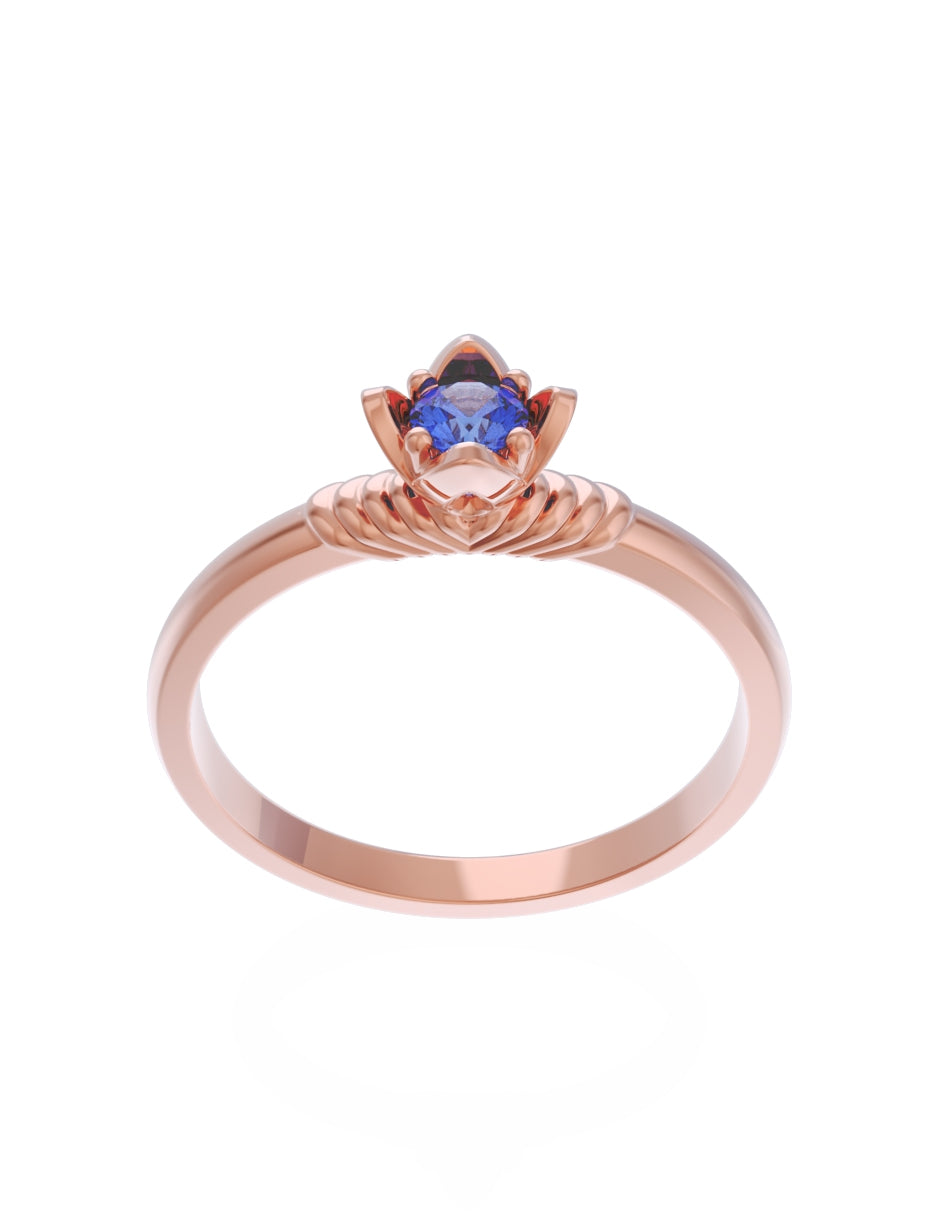 Anillo de Compromiso Eternidad de Oro 14k Zirconia Azul ZA8552-7