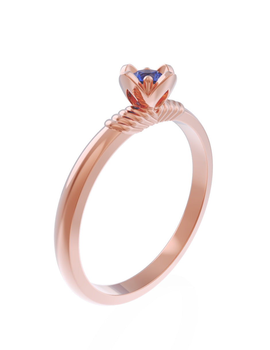 Anillo de Compromiso Eternidad de Oro 14k Zirconia Azul ZA8552-8