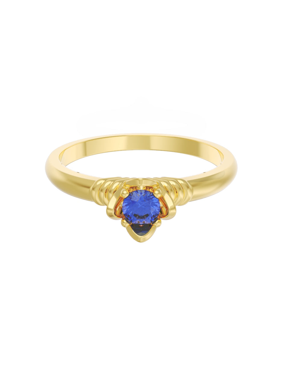 Anillo de Compromiso Eternidad de Oro 14k Zirconia Azul ZA8552