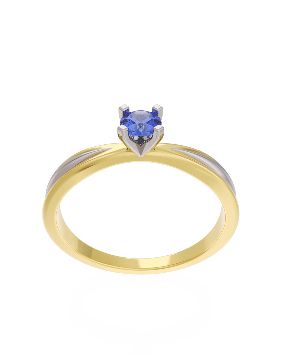 Anillo de Compromiso Eternidad de Oro 14k Zirconia Azul ZA8554-1