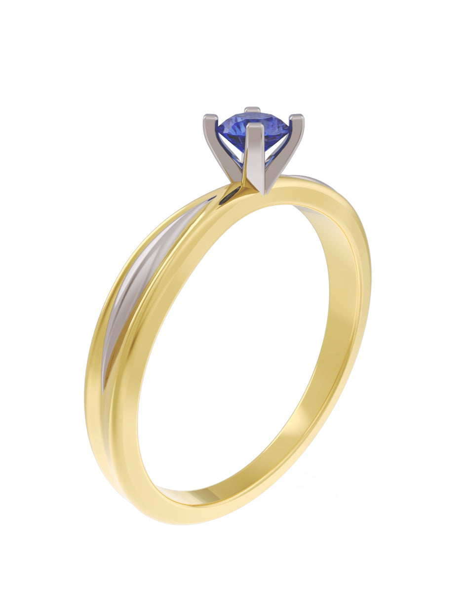 Anillo de Compromiso Eternidad de Oro 14k Zirconia Azul ZA8554-2