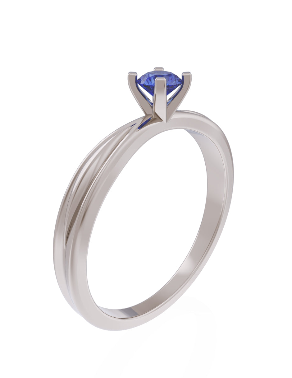 Anillo de Compromiso Eternidad de Oro 14k Zirconia Azul ZA8554-5