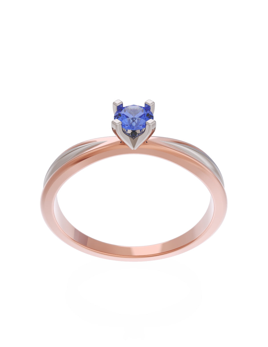 Anillo de Compromiso Eternidad de Oro 14k Zirconia Azul ZA8554-7