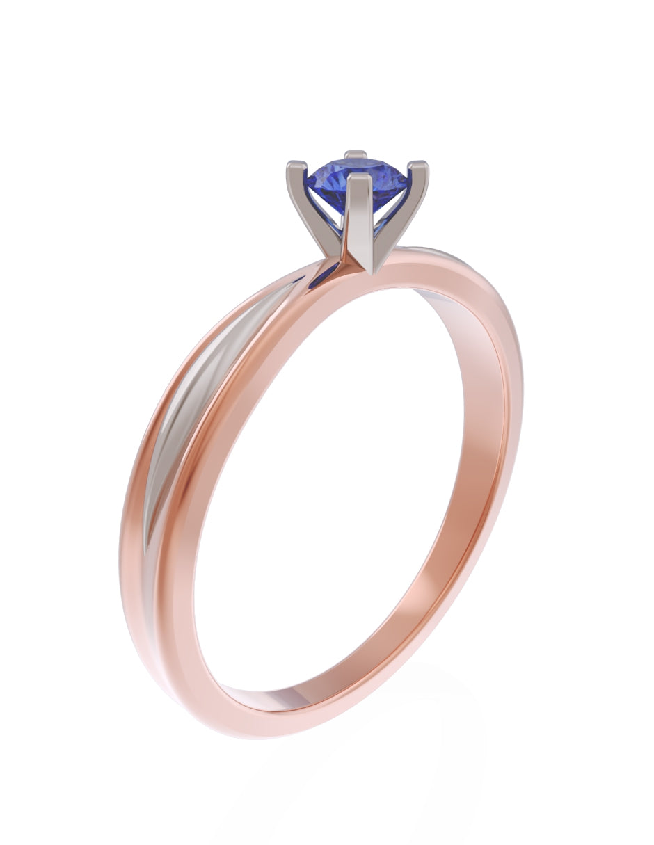 Anillo de Compromiso Eternidad de Oro 14k Zirconia Azul ZA8554-8
