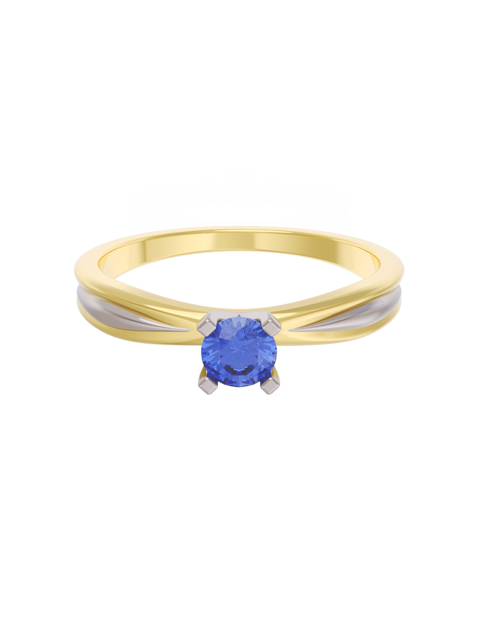 Anillo de Compromiso Eternidad de Oro 14k Zirconia Azul ZA8554