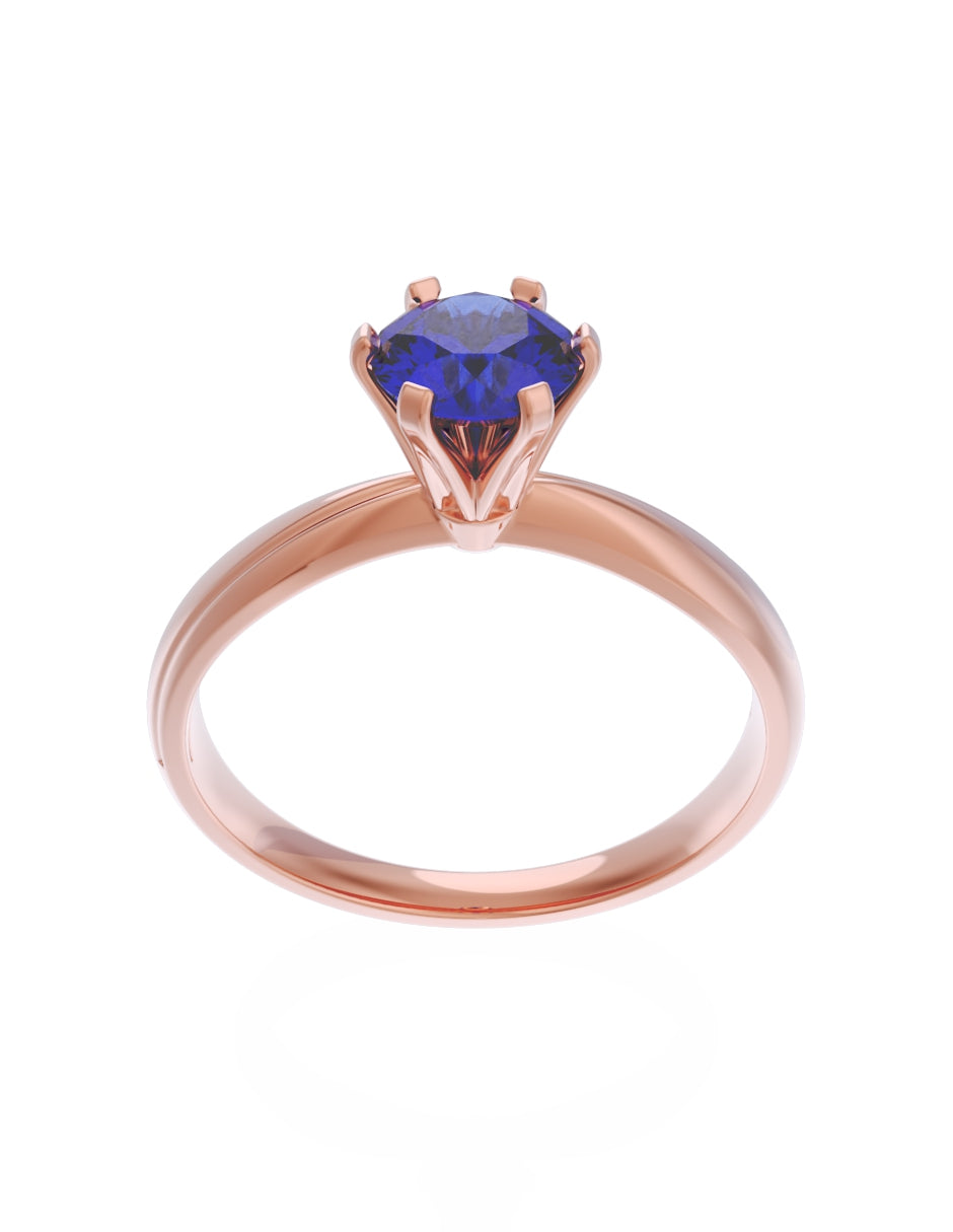 Anillo de Compromiso Eternidad de Oro 14k Zirconia Azul ZA8555-7