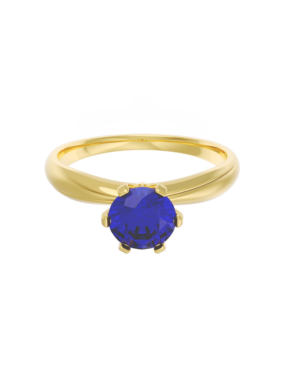 Anillo de Compromiso Eternidad de Oro 14k Zirconia Azul ZA8555