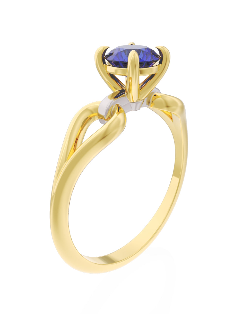 Anillo de Compromiso Eternidad de Oro 14k Zirconia Azul ZA8557-2