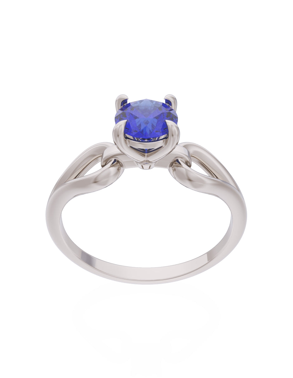 Anillo de Compromiso Eternidad de Oro 14k Zirconia Azul ZA8557-4