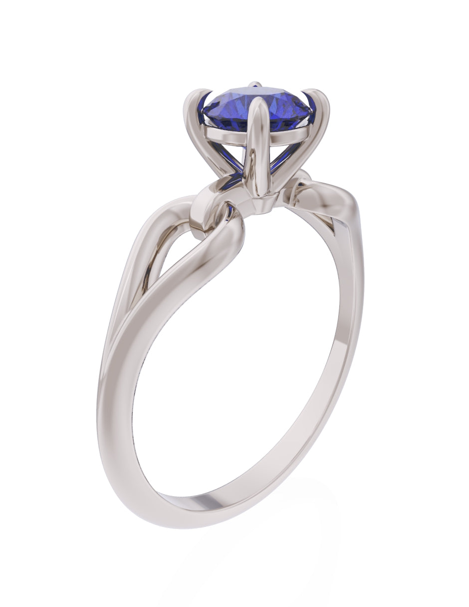 Anillo de Compromiso Eternidad de Oro 14k Zirconia Azul ZA8557-5