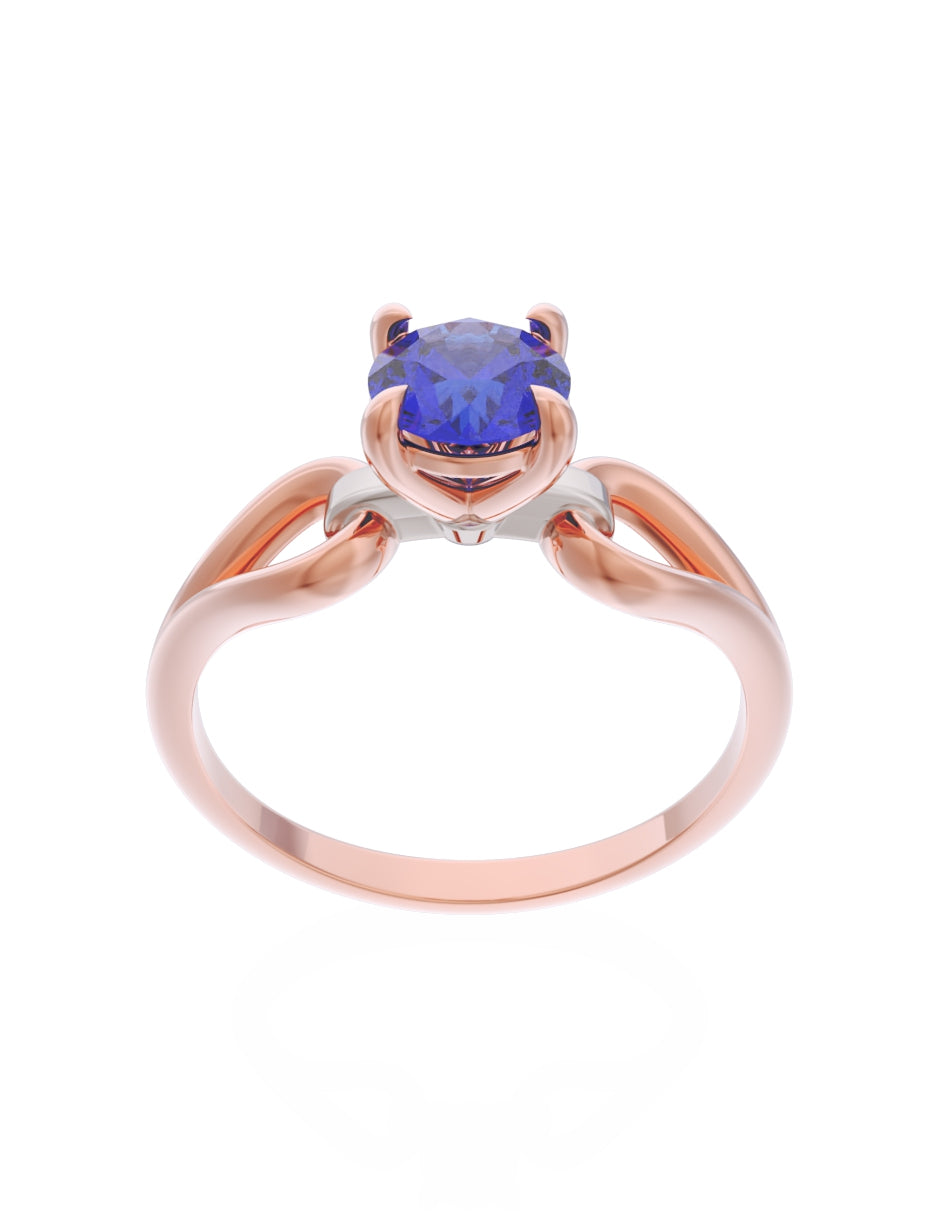 Anillo de Compromiso Eternidad de Oro 14k Zirconia Azul ZA8557-7