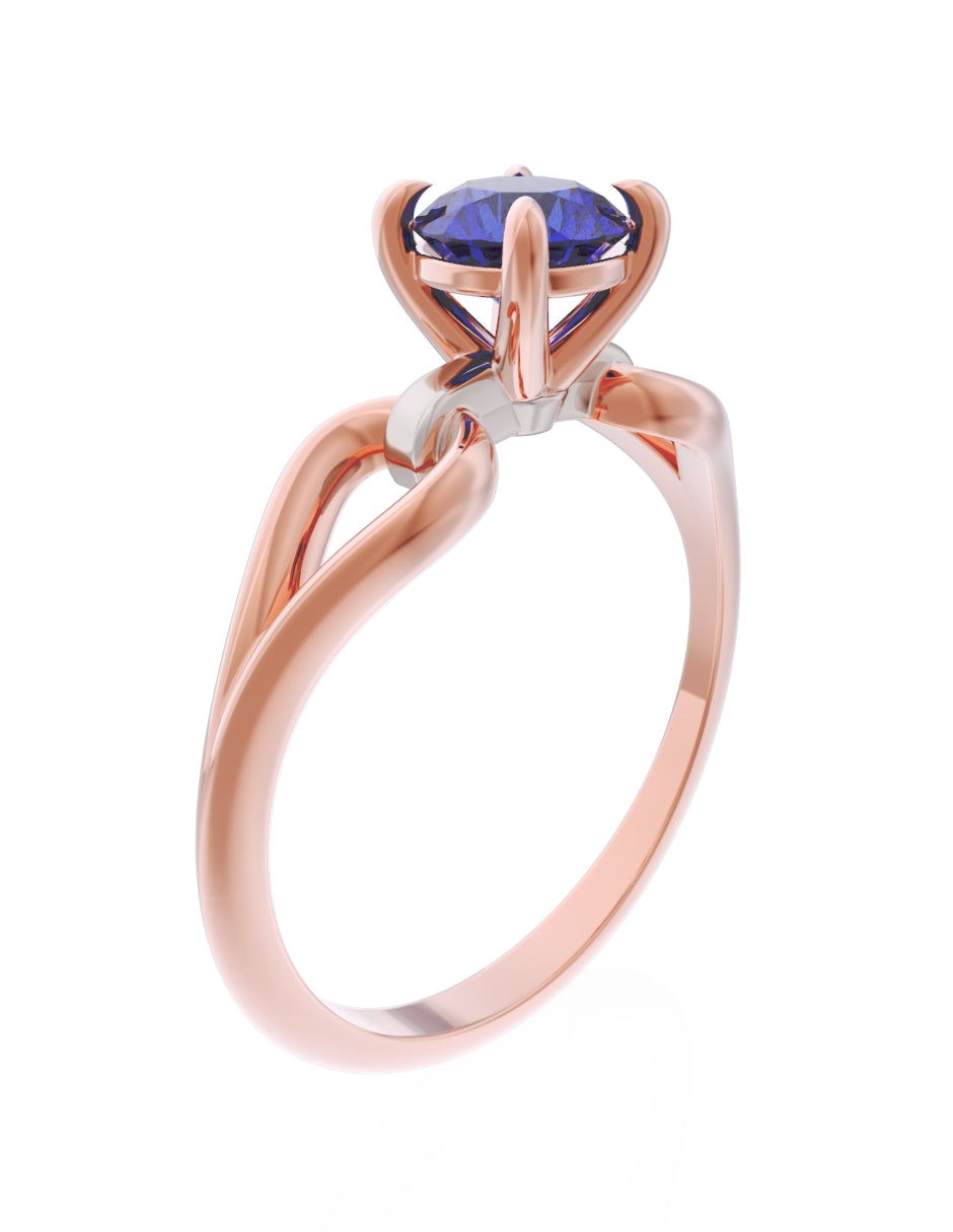 Anillo de Compromiso Eternidad de Oro 14k Zirconia Azul ZA8557-8