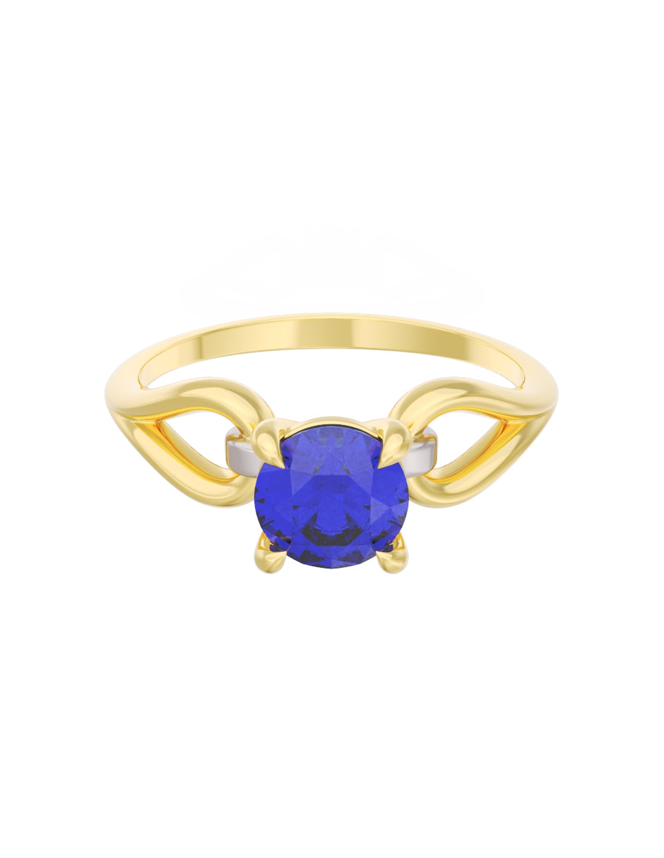 Anillo de Compromiso Eternidad de Oro 14k Zirconia Azul ZA8557