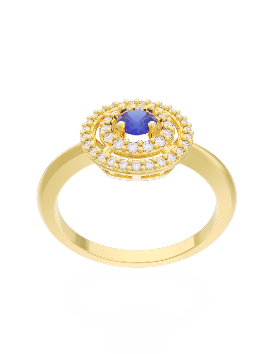 Anillo de Compromiso Eternidad de Oro 14k Zirconia Azul ZA8560-1
