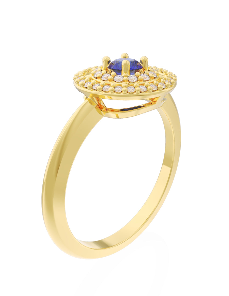 Anillo de Compromiso Eternidad de Oro 14k Zirconia Azul ZA8560-2