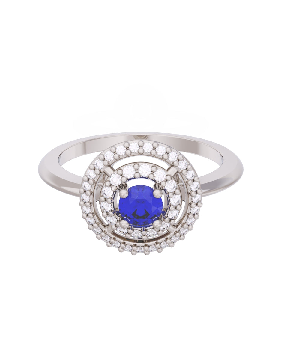 Anillo de Compromiso Eternidad de Oro 14k Zirconia Azul ZA8560-3