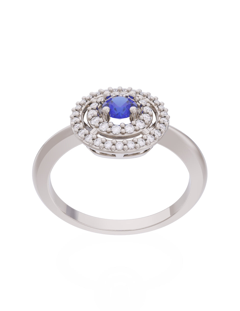 Anillo de Compromiso Eternidad de Oro 14k Zirconia Azul ZA8560-4