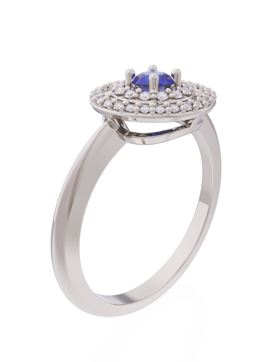 Anillo de Compromiso Eternidad de Oro 14k Zirconia Azul ZA8560-5