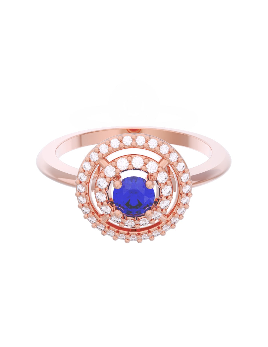Anillo de Compromiso Eternidad de Oro 14k Zirconia Azul ZA8560-6