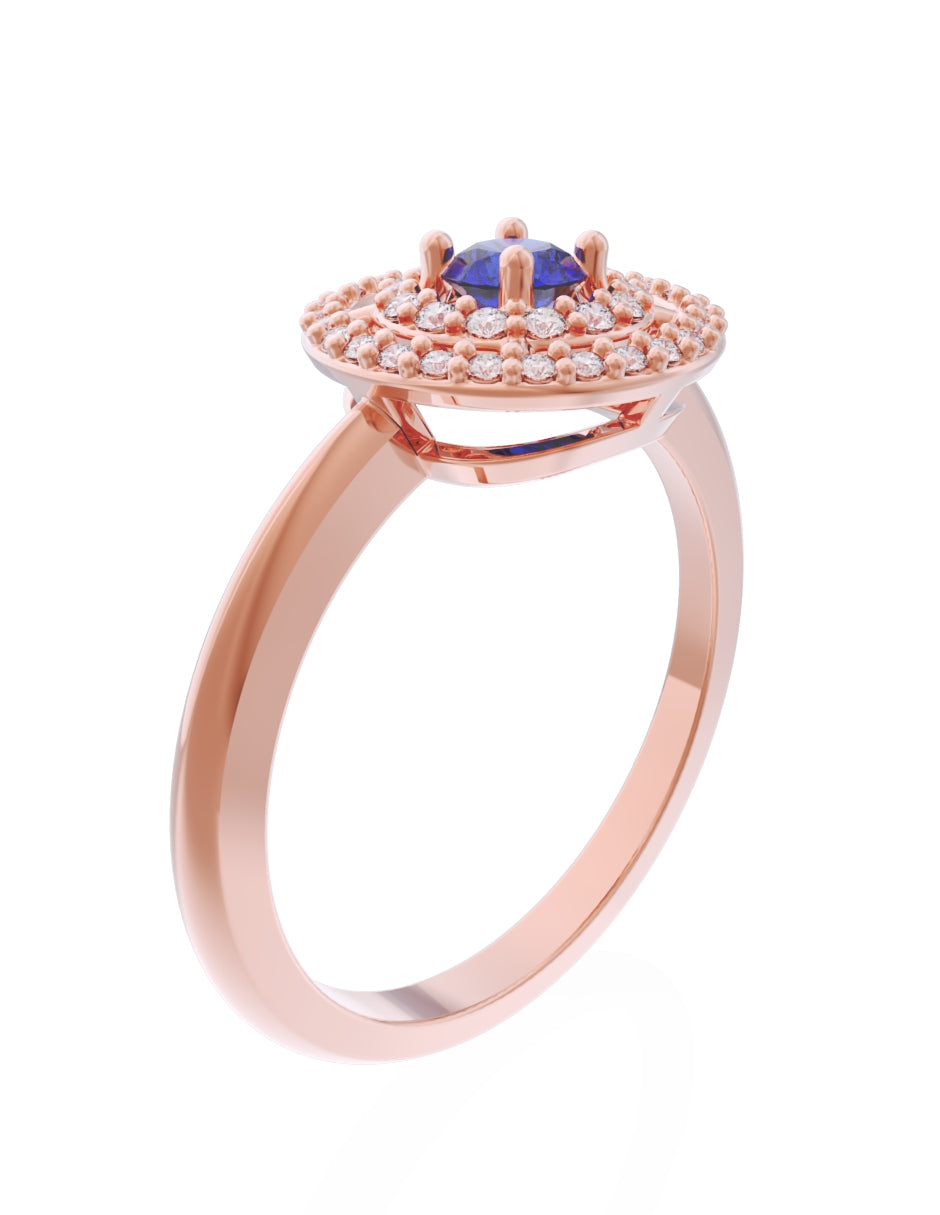 Anillo de Compromiso Eternidad de Oro 14k Zirconia Azul ZA8560-8