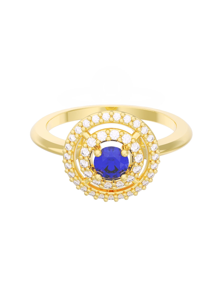 Anillo de Compromiso Eternidad de Oro 14k Zirconia Azul ZA8560