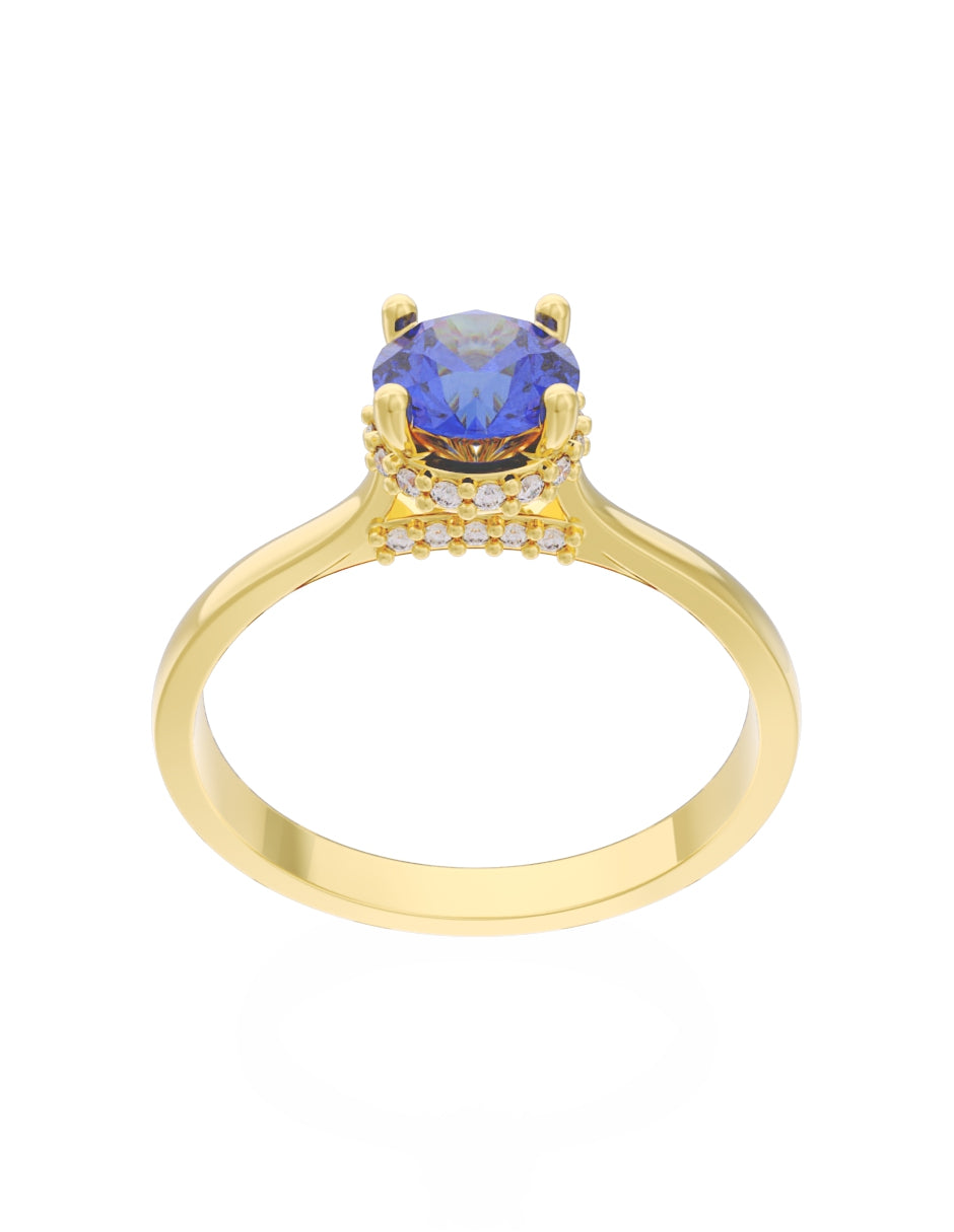 Anillo de Compromiso Eternidad de Oro 14k Zirconia Azul ZA8562-1