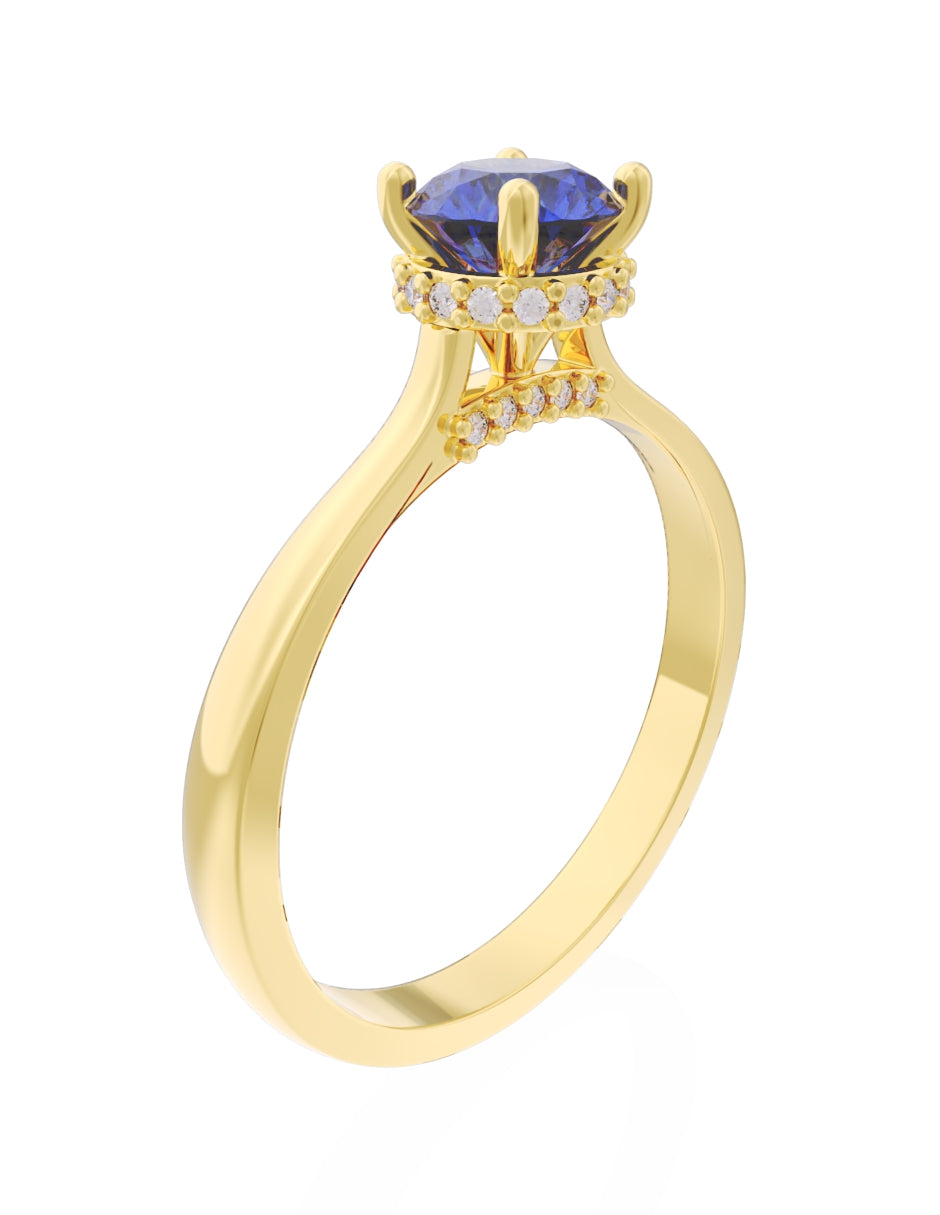 Anillo de Compromiso Eternidad de Oro 14k Zirconia Azul ZA8562-2