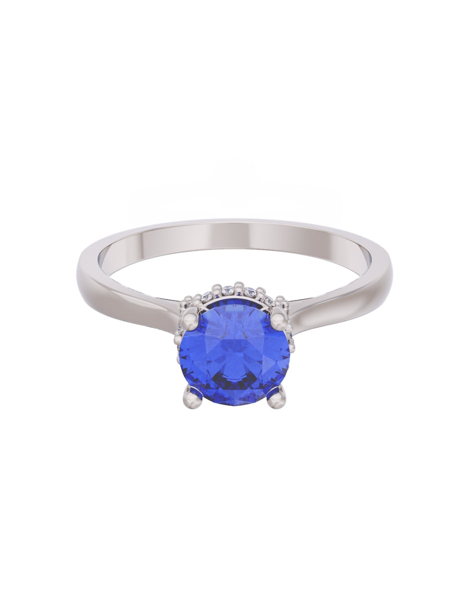 Anillo de Compromiso Eternidad de Oro 14k Zirconia Azul ZA8562-3