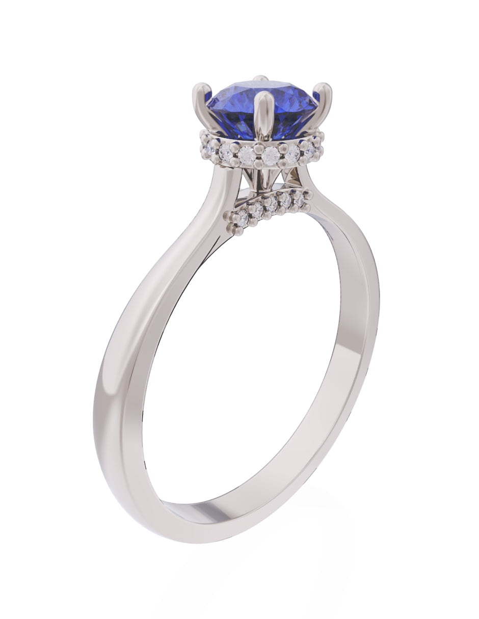 Anillo de Compromiso Eternidad de Oro 14k Zirconia Azul ZA8562-4