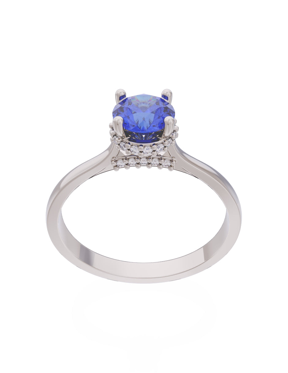 Anillo de Compromiso Eternidad de Oro 14k Zirconia Azul ZA8562-5