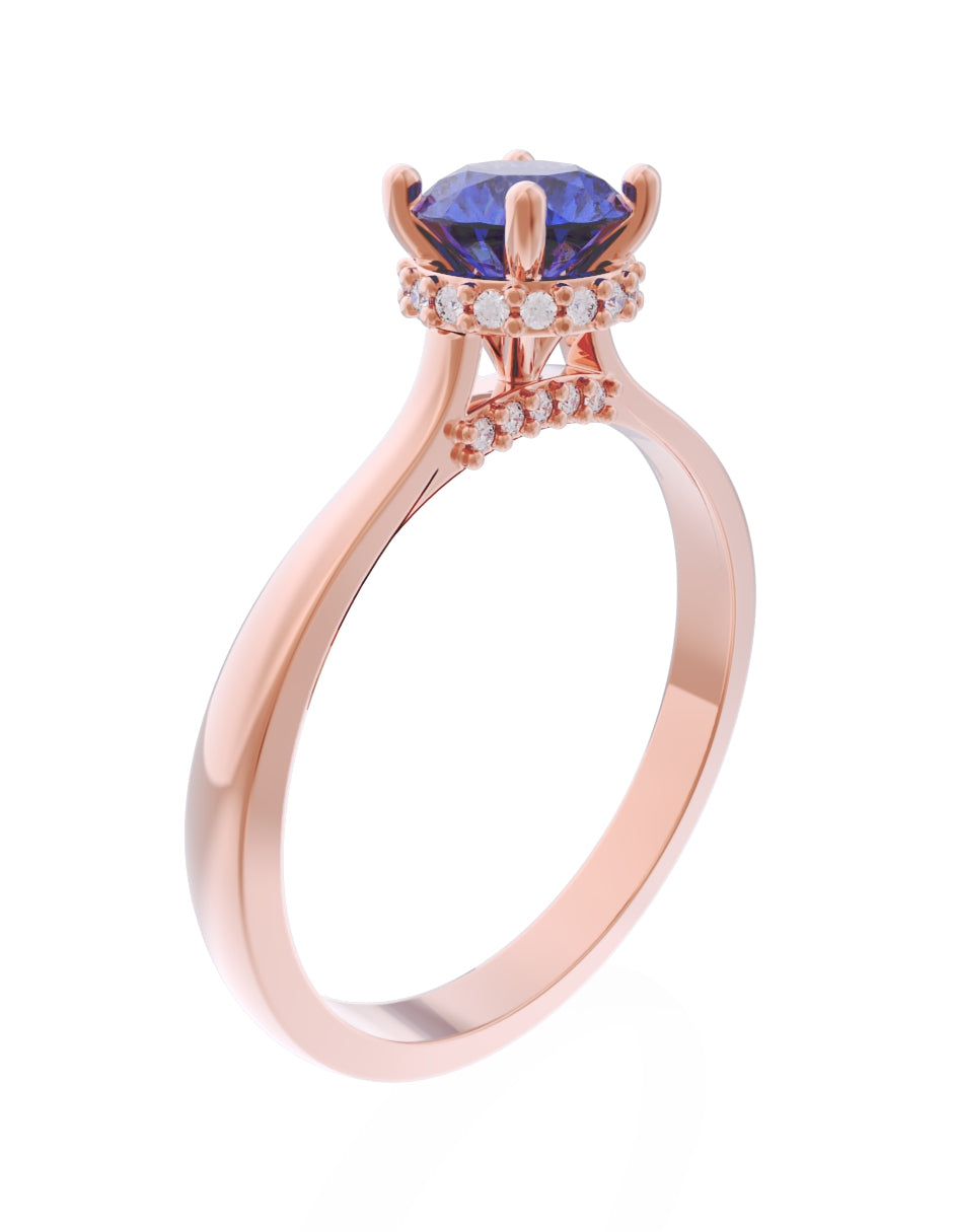 Anillo de Compromiso Eternidad de Oro 14k Zirconia Azul ZA8562-7