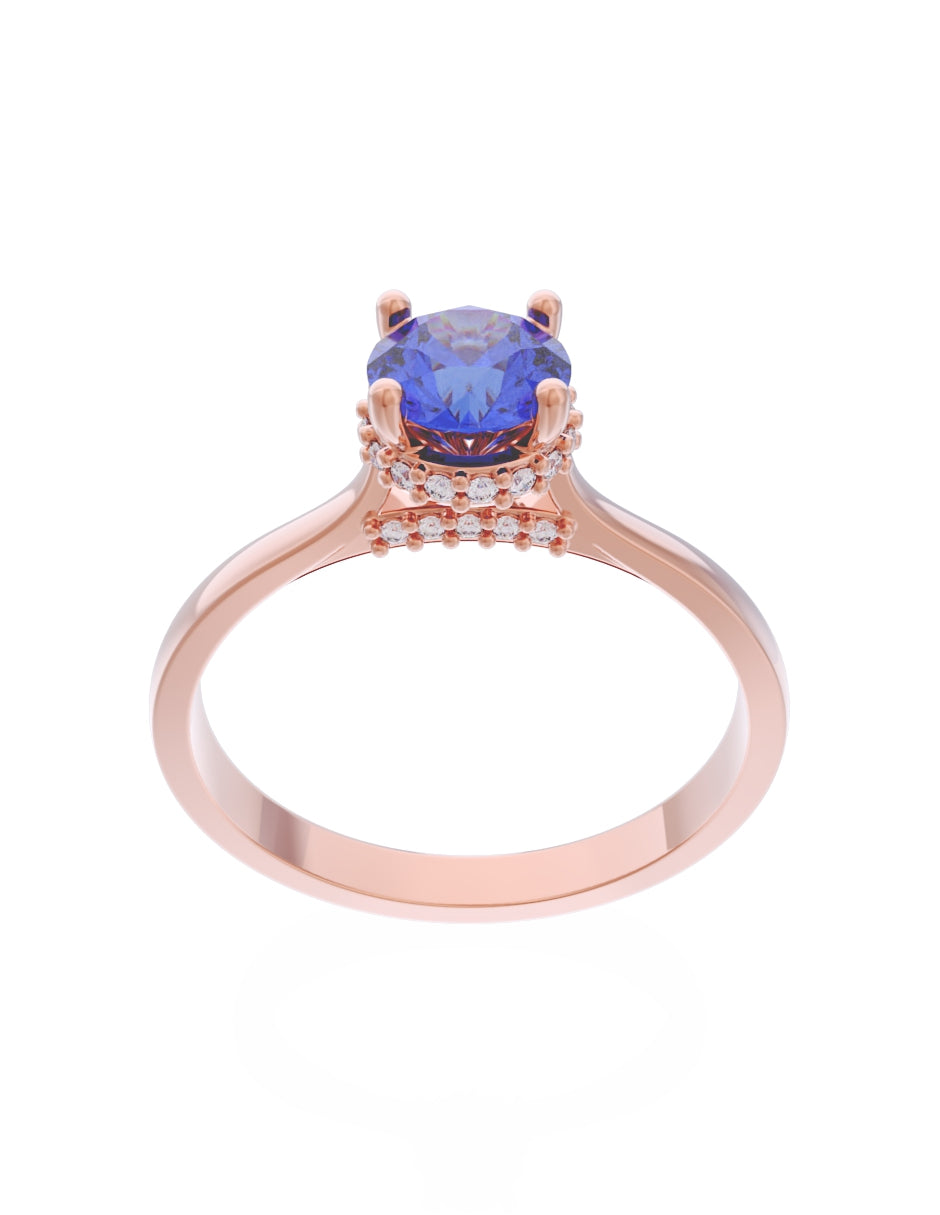 Anillo de Compromiso Eternidad de Oro 14k Zirconia Azul ZA8562-8