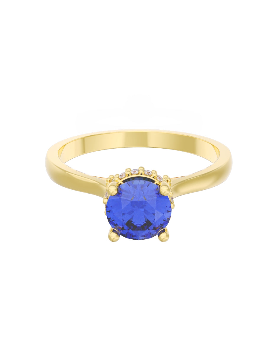 Anillo de Compromiso Eternidad de Oro 14k Zirconia Azul ZA8562