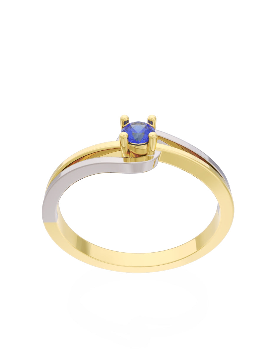 Anillo de Compromiso Eternidad de Oro 14k Zirconia Azul ZA8566-1