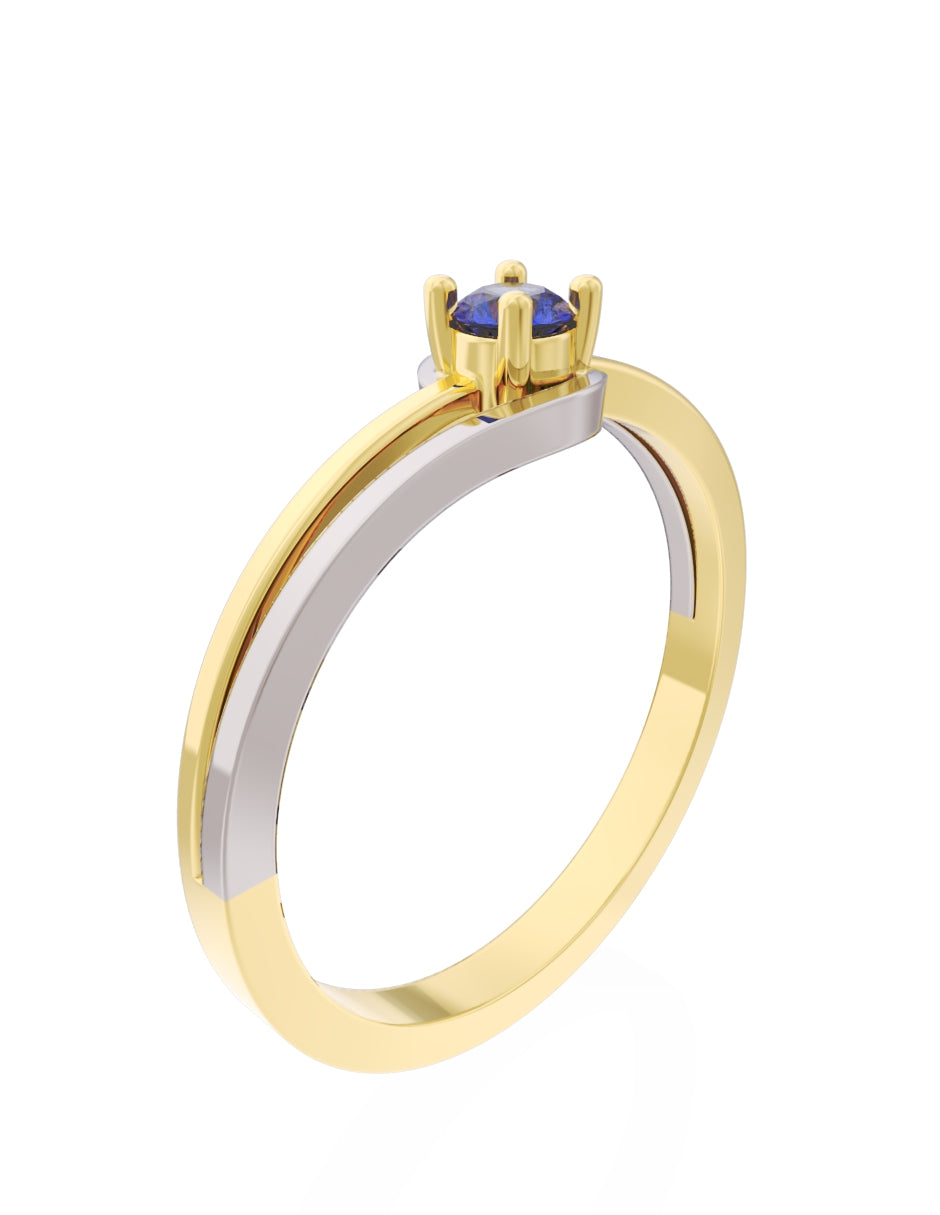 Anillo de Compromiso Eternidad de Oro 14k Zirconia Azul ZA8566-2
