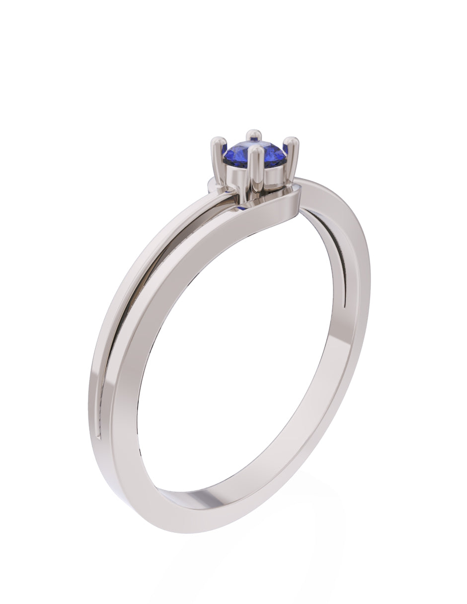 Anillo de Compromiso Eternidad de Oro 14k Zirconia Azul ZA8566-5