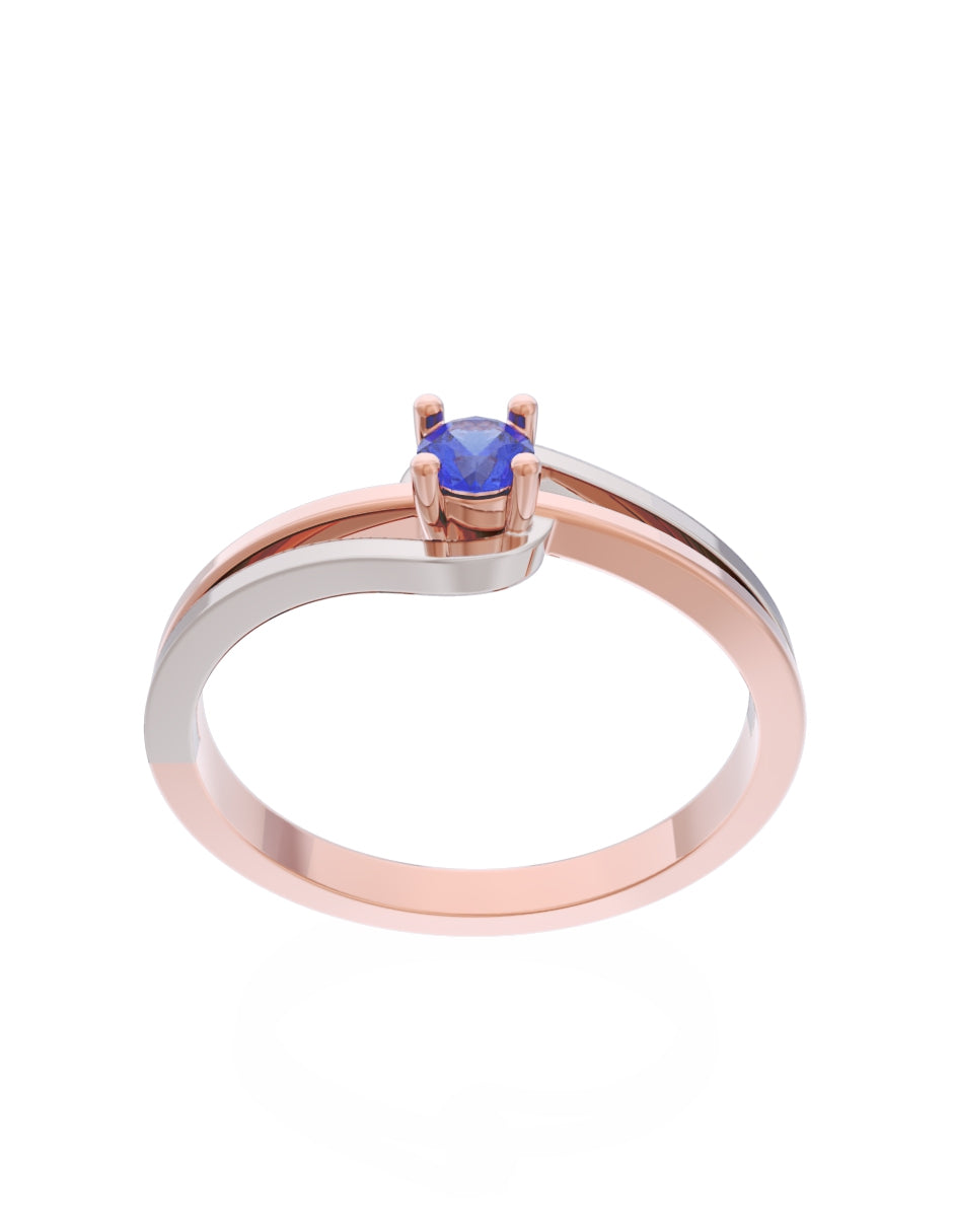 Anillo de Compromiso Eternidad de Oro 14k Zirconia Azul ZA8566-7
